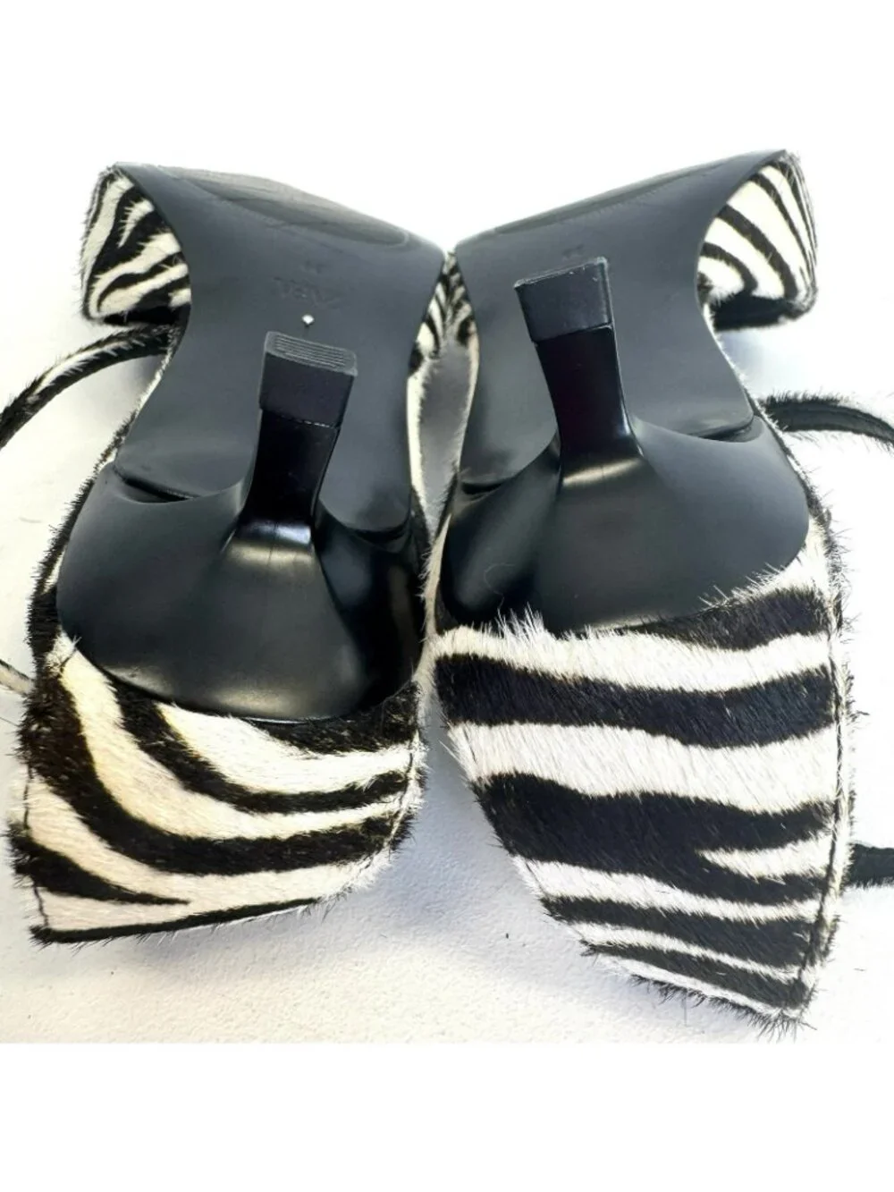 Zara Zebra Print Calf Hair Open Toe Ankle Strap Kitten Heels Shoes EU 39 US 9 - Picture 7 of 9